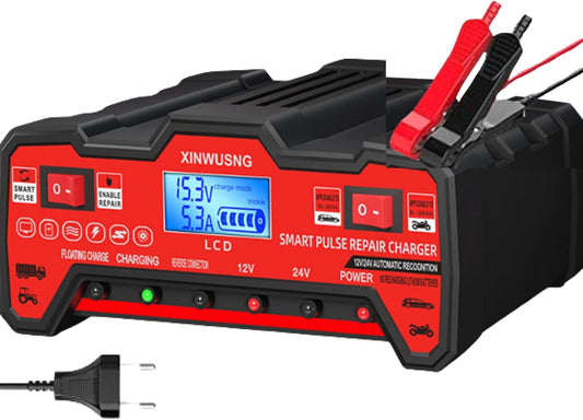 Automatic 12v 24V Battery Charger | Lead-Acid Battery Maintainer with LCD Display