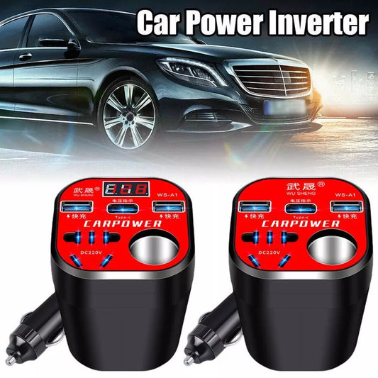 Car Mounted Cup Type Inverter ABS 12V DC To 220V AC Streamlined
